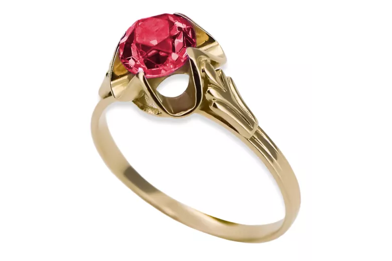 Ring Rubinrot 14 Karat Gelbgold Vintage vrc023y